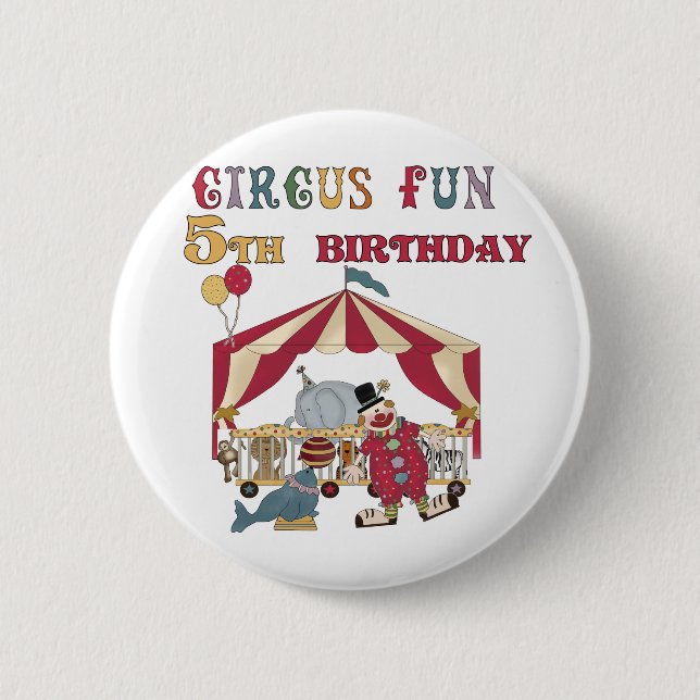 Macaron Rond 5 Cm Chemises et cadeaux Circus 5th Birthday (Devant)