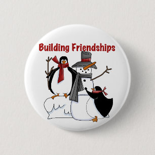 Macaron Rond 5 Cm Chemises et cadeaux Penguins Building Friendship