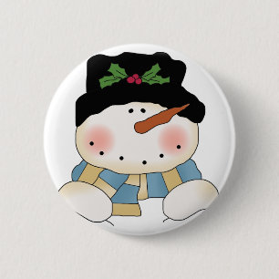 Macaron Rond 5 Cm Chemises et cadeaux Snowman souriants