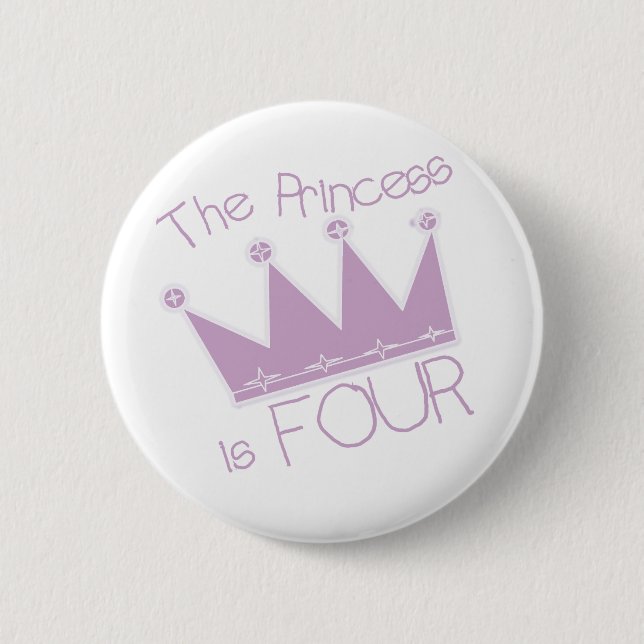 Macaron Rond 5 Cm Chemises Princess Crown 4th Birthday (Devant)