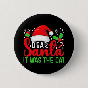 Macaron Rond 5 Cm Cher Père Noël C'Était La Famille Chat Matching Ch
