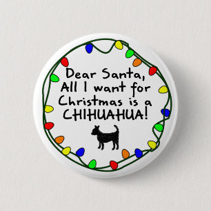 Macaron Rond 5 Cm Cher Père Noël Chihuahua