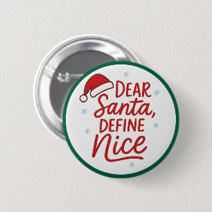 Macaron Rond 5 Cm Cher Père Noël, définissez Nice, Citation de Noël