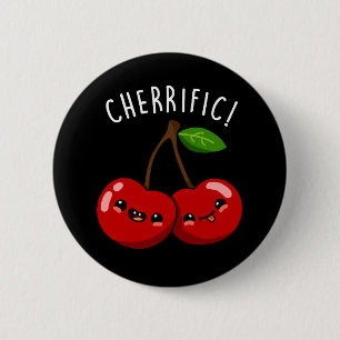 Macaron Rond 5 Cm Cherrific Funny Red Cherry Pun Dark BG
