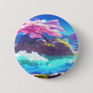 Macaron Rond 5 Cm Cherry Blossom Mountain