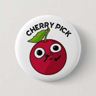 Macaron Rond 5 Cm Cherry Pick Funny Fruit Pun