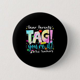 Macaron Rond 5 Cm Chers parents tag amour enseignant dernier jour d'
