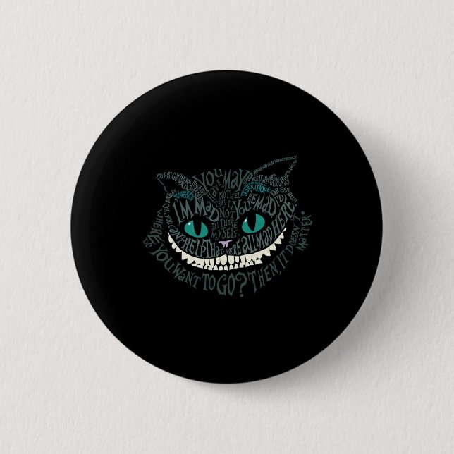 Macaron Rond 5 Cm Cheshire Alice Chat Étaient Tous Mis Ici Wonderlan (Devant)