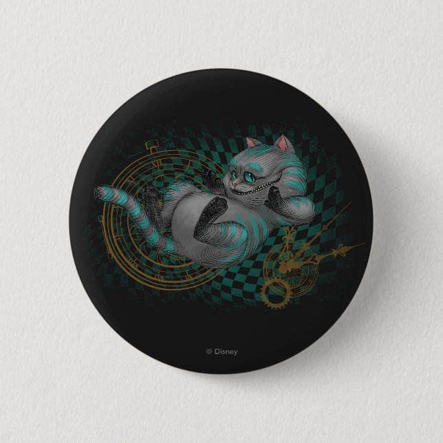 Macaron Rond 5 Cm Cheshire Cat | Le temps est une poubelle' (Devant)