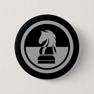 Macaron Rond 5 Cm Chess - Black & White Knight
