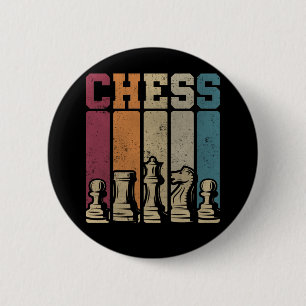 Macaron Rond 5 Cm Chess Player Checkmate Vintage Chess Pieces