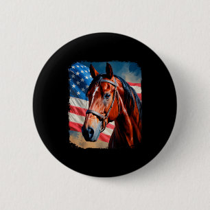 Macaron Rond 5 Cm Cheval 4 juillet Cheval patriotique Drapeau améric