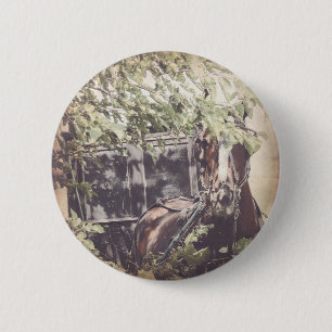 Macaron Rond 5 Cm Cheval Amish et Buggy à l'ombre