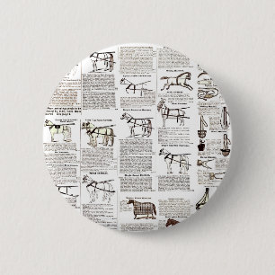 Macaron Rond 5 Cm Cheval Antique Publicité Journal Art