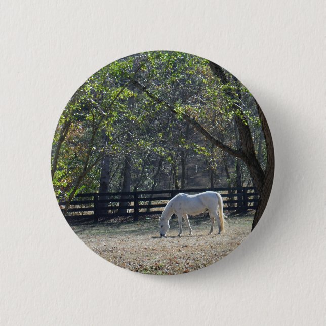 Macaron Rond 5 Cm Cheval blanc dans les arbres (Devant)