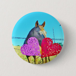 Macaron Rond 5 Cm Cheval blanc et Brown Valentine Coeurs