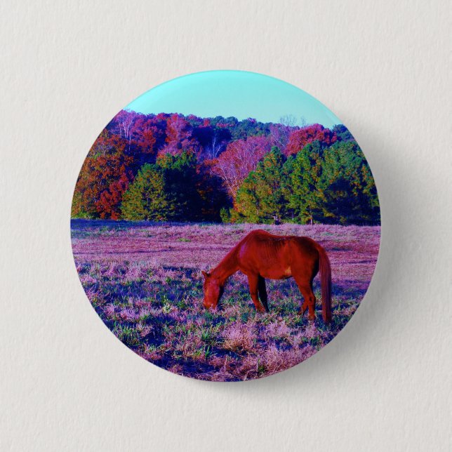Macaron Rond 5 Cm Cheval Brown en Grass violet (Devant)
