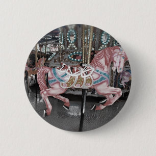 Macaron Rond 5 Cm Cheval carrousel rose