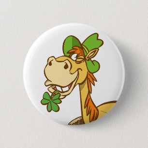 Macaron Rond 5 Cm Cheval chanceux de bande dessinée sur le bouton d