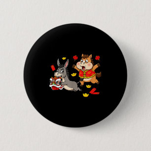 Macaron Rond 5 Cm Cheval Chinois Âne Drôle Enfants Hommes Femmes Heu