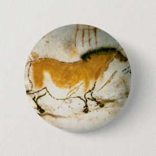 Macaron Rond 5 Cm Cheval Chinois, Lascaux Peintures rupestres Préhis