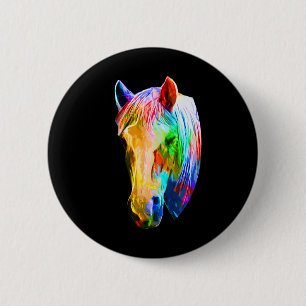 Macaron Rond 5 Cm Cheval Coloré Art Horseback Riding Lover Artsy Ho