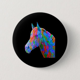Macaron Rond 5 Cm Cheval Coloré Art Horseback Riding Lover Artsy Ho