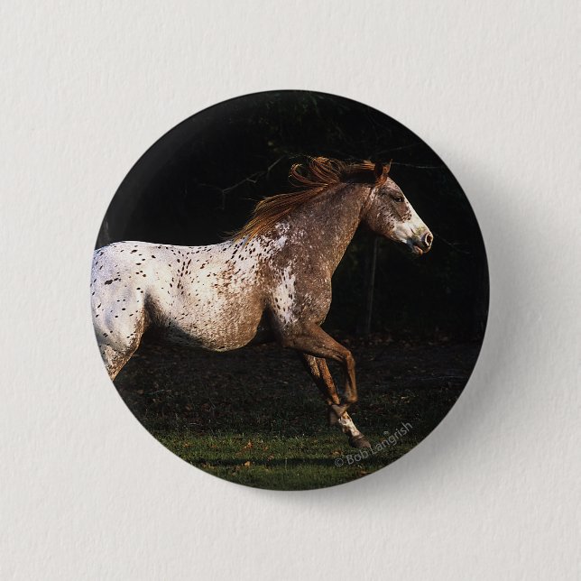Macaron Rond 5 Cm Cheval d'Appaloosa courant 4 (Devant)