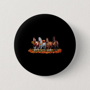 Macaron Rond 5 Cm Cheval d'automne animal Thanksgiving Citrouille Su