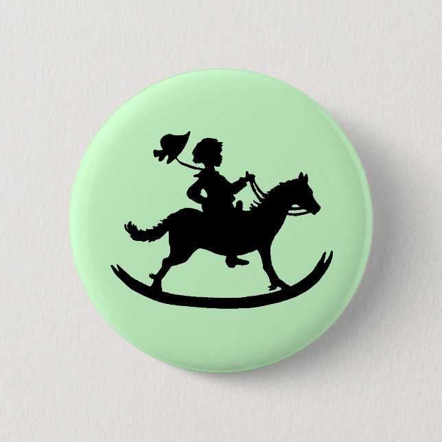 Macaron Rond 5 Cm Cheval de basculage (Devant)