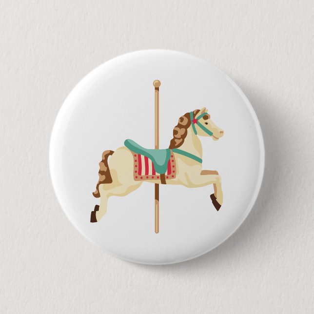 Macaron Rond 5 Cm Cheval de carrousel (Devant)