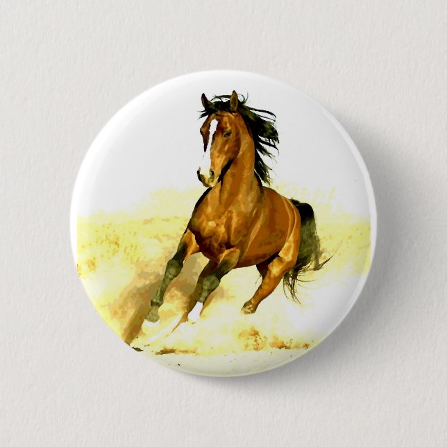 Macaron Rond 5 Cm Cheval de course (Devant)