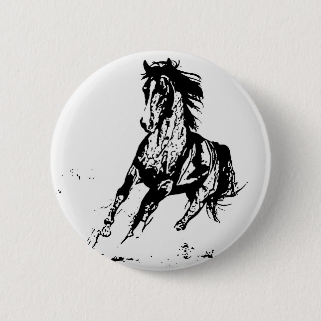 Macaron Rond 5 Cm Cheval de dessin de bande dessinée (Devant)