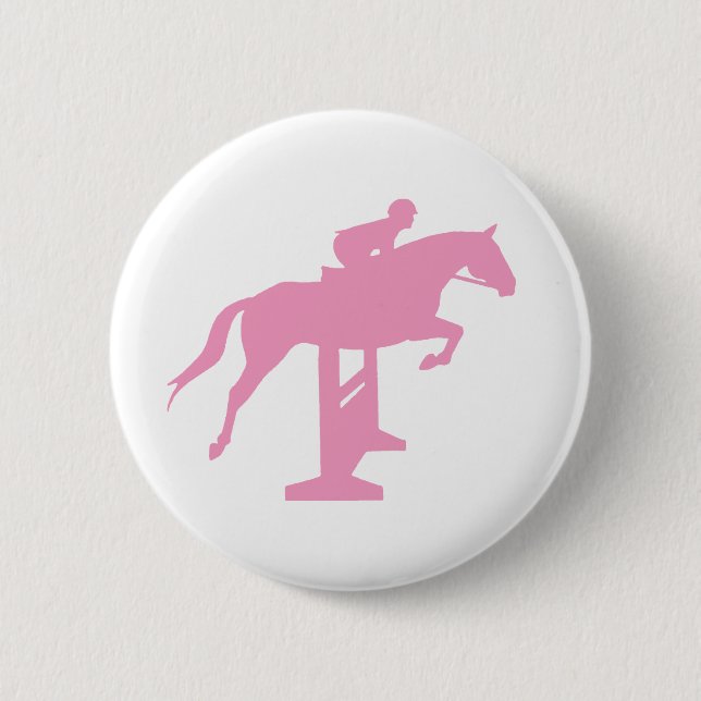 Macaron Rond 5 Cm Cheval de pullover de chasseur et cavalier (rose) (Devant)