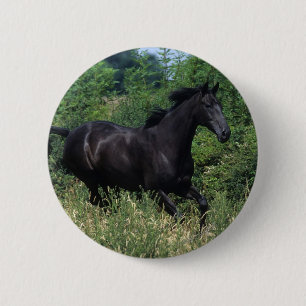 Macaron Rond 5 Cm Cheval de pur sang fonctionnant dans l'herbe