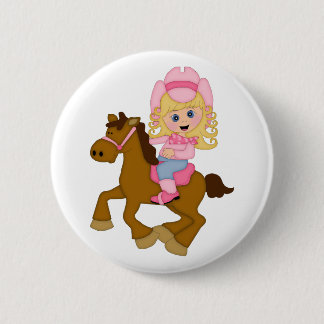 Macaron Rond 5 Cm Cheval d'équitation de cow-girl (rose)