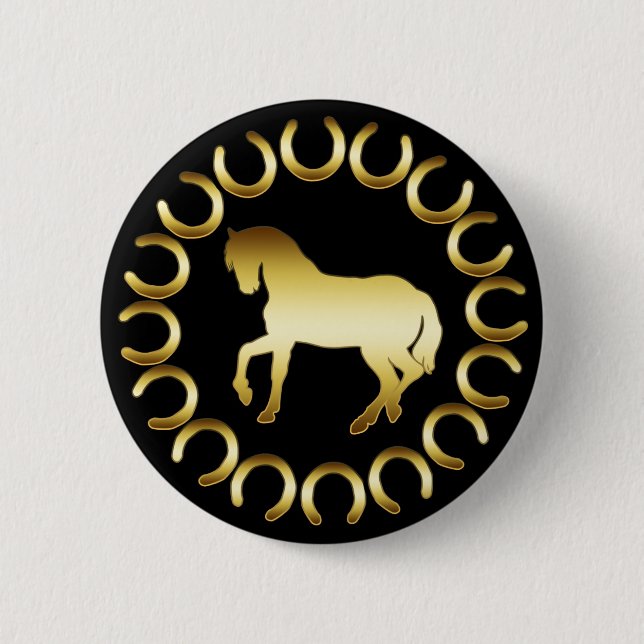MACARON ROND 5 CM CHEVAL D'OR (Devant)
