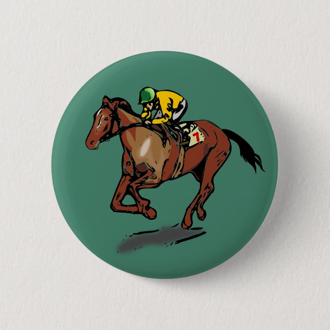 Macaron Rond 5 Cm Cheval et Jockey (Devant)
