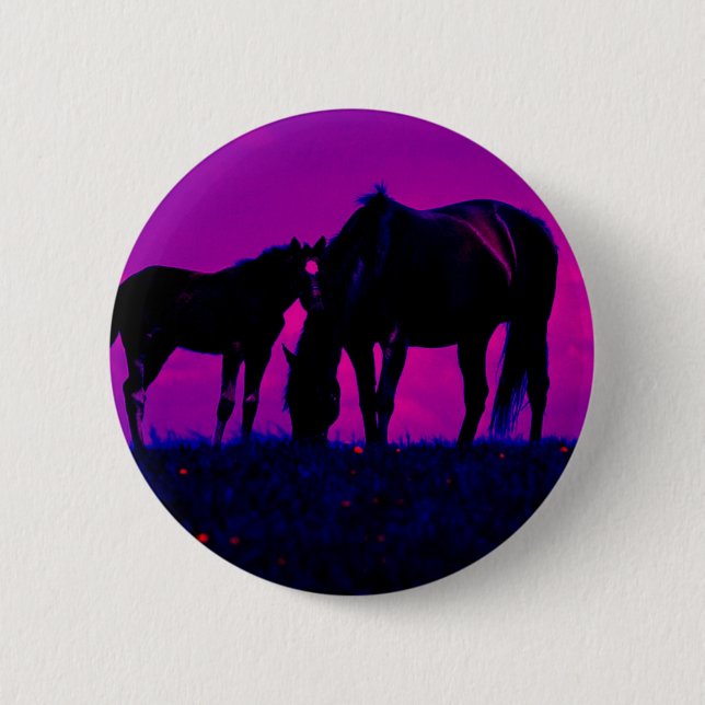 Macaron Rond 5 Cm Cheval & Filly (Devant)