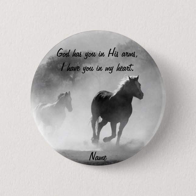 Macaron Rond 5 Cm Cheval Galloping hors de la fosse (Devant)