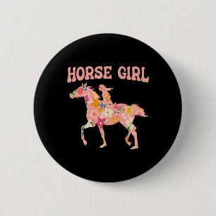 Macaron Rond 5 Cm Cheval Girl - Cheval équitation Cheval cavalier Ho
