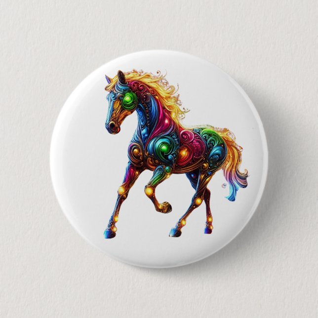 Macaron Rond 5 Cm Cheval gracieux (Devant)