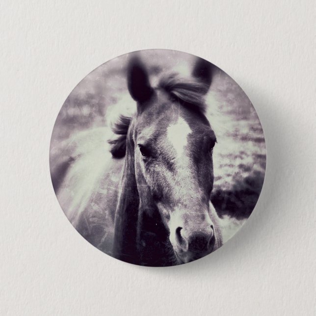 Macaron Rond 5 Cm Cheval Grunge (Devant)