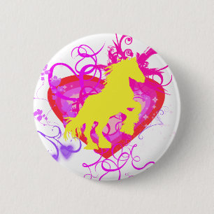Macaron Rond 5 Cm cheval jaune