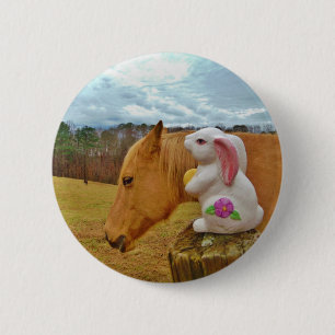 Macaron Rond 5 Cm Cheval Jaune, Lapin De Printemps