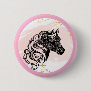 Macaron Rond 5 Cm Cheval Mandala Entendu