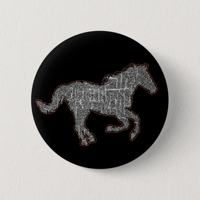 Macaron Rond 5 Cm cheval noir (Devant)