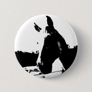 Macaron Rond 5 Cm Cheval noir et blanc