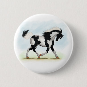 Macaron Rond 5 Cm Cheval Pinto Overo Piebald