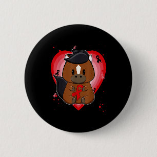 Macaron Rond 5 Cm Cheval Pur-Sang Avec Ruban Maladie Cardiaque Sensi